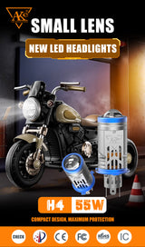AKE H4 TJ-Z01 LED Motorcycle Headlight Bulb – 55W, 15-Core Chip, 6000K Super Bright White Light