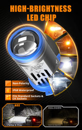 AKE H4 TJ-Z01 LED Motorcycle Headlight Bulb – 55W, 15-Core Chip, 6000K Super Bright White Light
